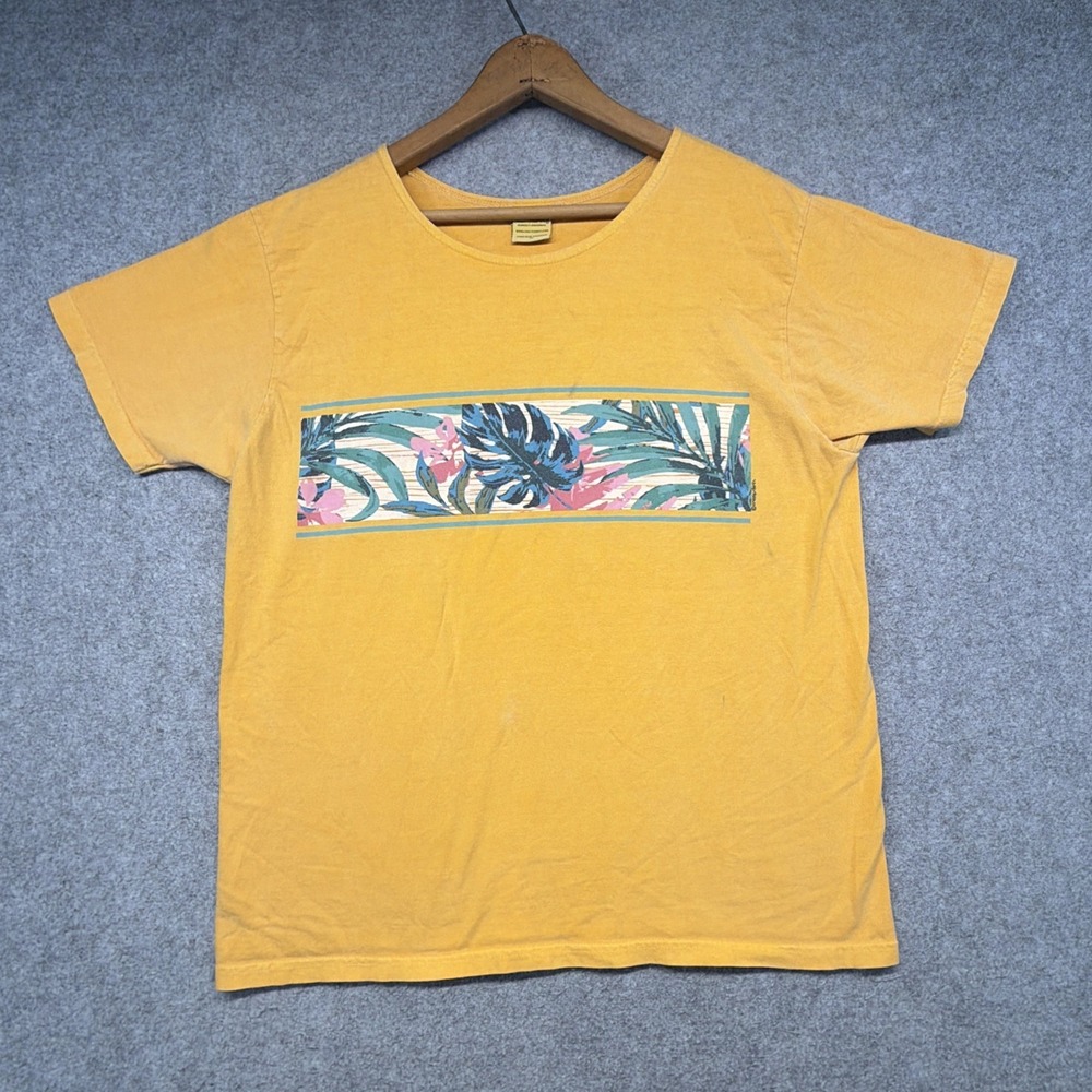 Vintage Medium Crazy Shirts Yellow Wrap Abstract Art Plants